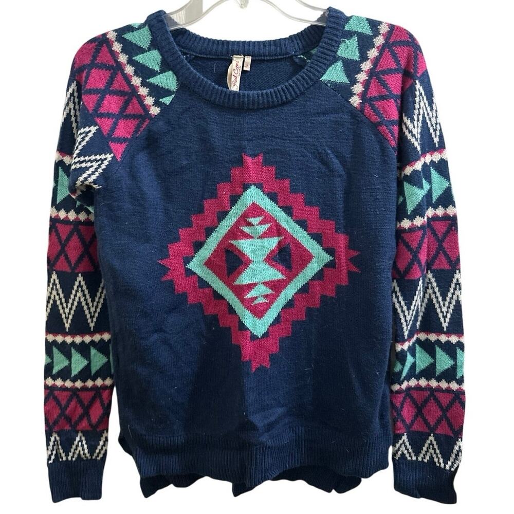 Red Camel Geometric Tribal Native American Pullover Sweater S Vintage!!